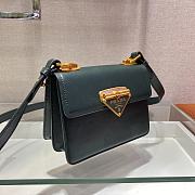 Prada Saffiano Leather In Dark Green Symbole Bag 1BD270 Size 20x14x7cm - 6