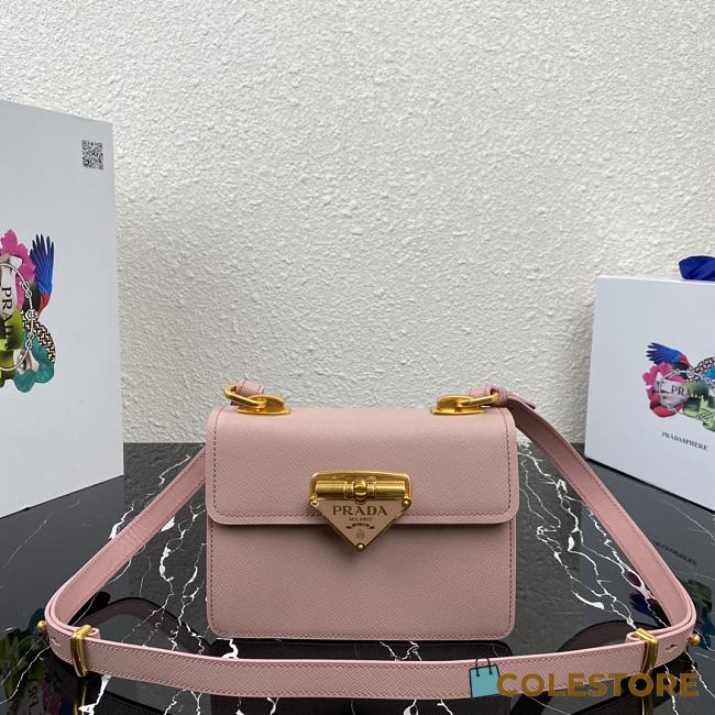 Prada Saffiano Leather In Pink Symbole Bag 1BD270 Size 20x14x7cm - 1