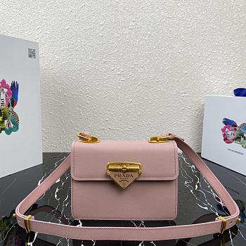 Prada Saffiano Leather In Pink Symbole Bag 1BD270 Size 20x14x7cm