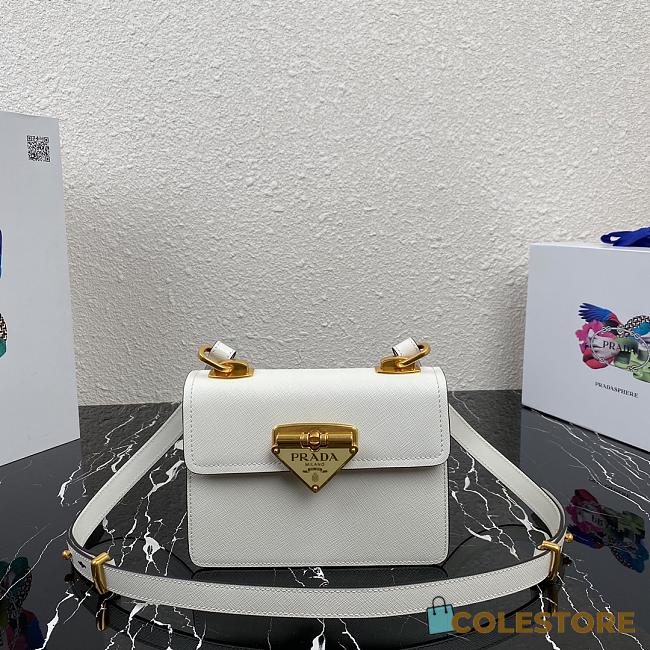 Prada Saffiano Leather In White Symbole Bag 1BD270 Size 20x14x7cm - 1