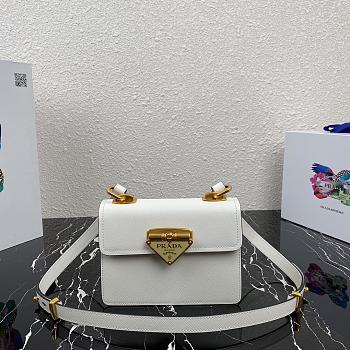 Prada Saffiano Leather In White Symbole Bag 1BD270 Size 20x14x7cm