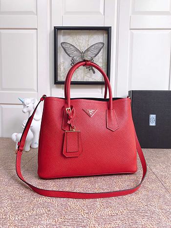 Prada Galleria Saffiano In Red Leather Bag 1BG775 Size 33x24.5x14cm