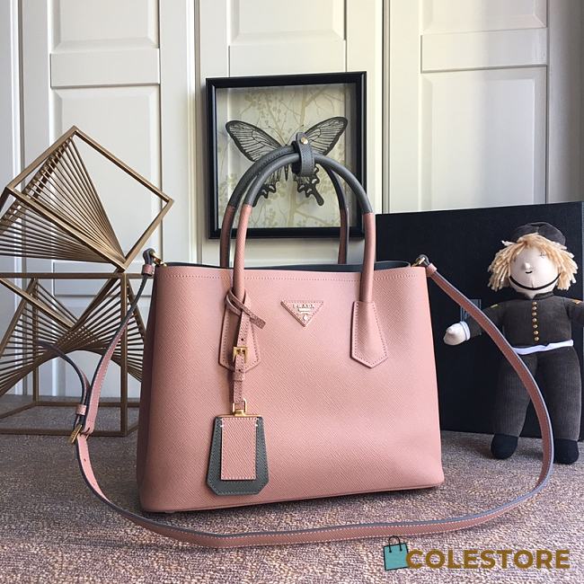 Prada Galleria Saffiano In Dusty Pink Leather Bag 1BG775 Size 33x24.5x14cm - 1
