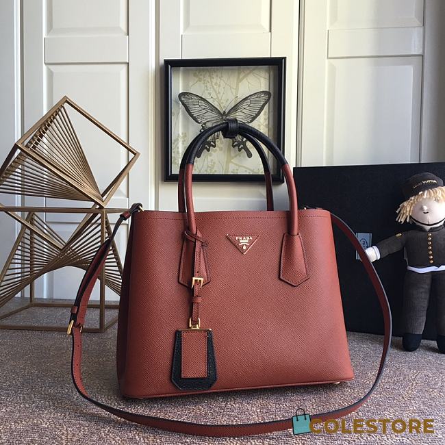 Prada Galleria Saffiano In Brown Leather Bag 1BG775 Size 33x24.5x14cm - 1