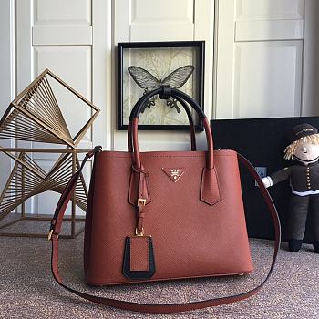 Prada Galleria Saffiano In Brown Leather Bag 1BG775 Size 33x24.5x14cm