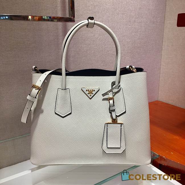Prada Galleria Saffiano In White Leather Bag 1BG775 Size 33x24.5x14cm - 1