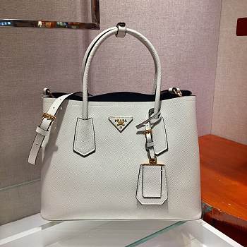 Prada Galleria Saffiano In White Leather Bag 1BG775 Size 33x24.5x14cm