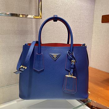 Prada Galleria Saffiano In Blue Leather Bag 1BG775 Size 33x24.5x14cm
