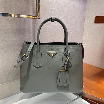 Prada Galleria Saffiano In Full Grey Leather Bag 1BG775 Size 33x24.5x14cm