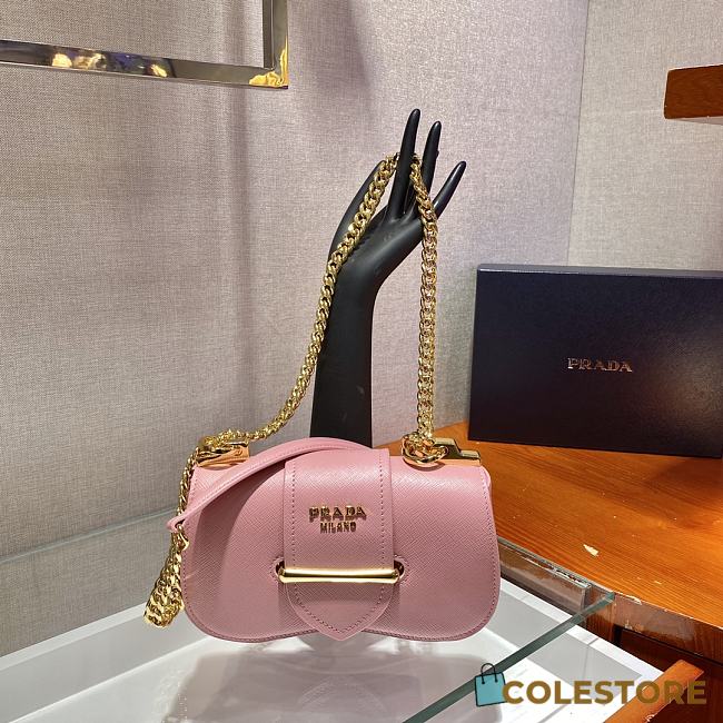 Prada Saffiano Leather Sidonie Bag In Pink 1BD219 Size 21.5x12x6.5 - 1