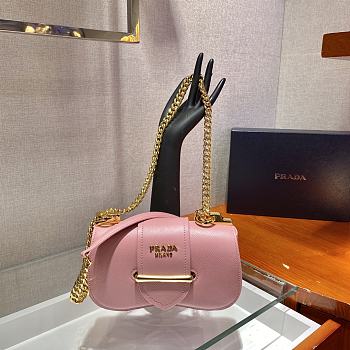 Prada Saffiano Leather Sidonie Bag In Pink 1BD219 Size 21.5x12x6.5
