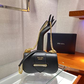 Prada Saffiano Leather Sidonie Bag In Black 1BD219 Size 21.5x12x6.5
