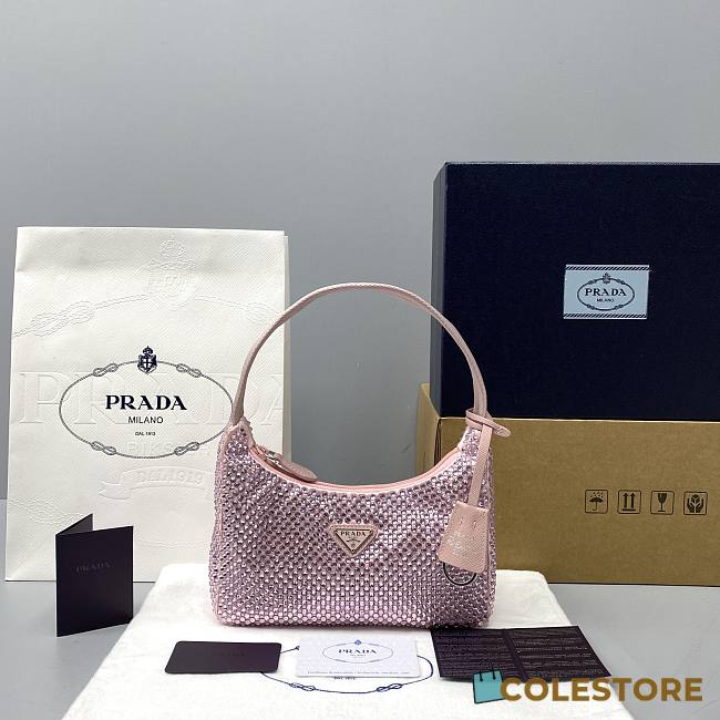 Prada Crystal Satin Mini Bag 1NE51 Size 22x12x6cm - 1