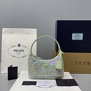 Prada Crystal Satin Mini Bag In Green 1NE51 Size 22x12x6cm - 1