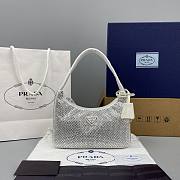 Prada Crystal Satin Mini Bag In White 1NE51 Size 22x12x6cm - 1