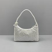 Prada Crystal Satin Mini Bag In White 1NE51 Size 22x12x6cm - 3