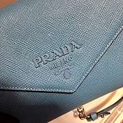 Prada Saffiano Leather Monochrome Bag In Blue 1BD127 Size 21x14x10cm - 6