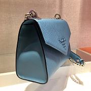 Prada Saffiano Leather Monochrome Bag In Blue 1BD127 Size 21x14x10cm - 5