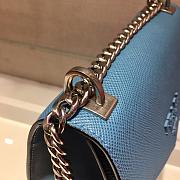 Prada Saffiano Leather Monochrome Bag In Blue 1BD127 Size 21x14x10cm - 4