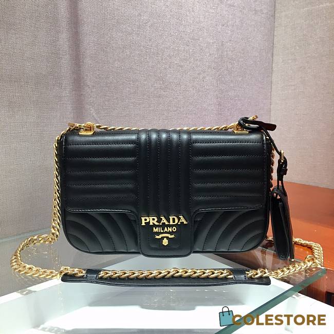 Prada Diagramme In Black Leather 1BD108 Size 24x14x6cm - 1