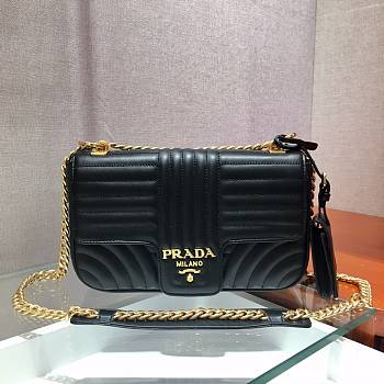 Prada Diagramme In Black Leather 1BD108 Size 24x14x6cm