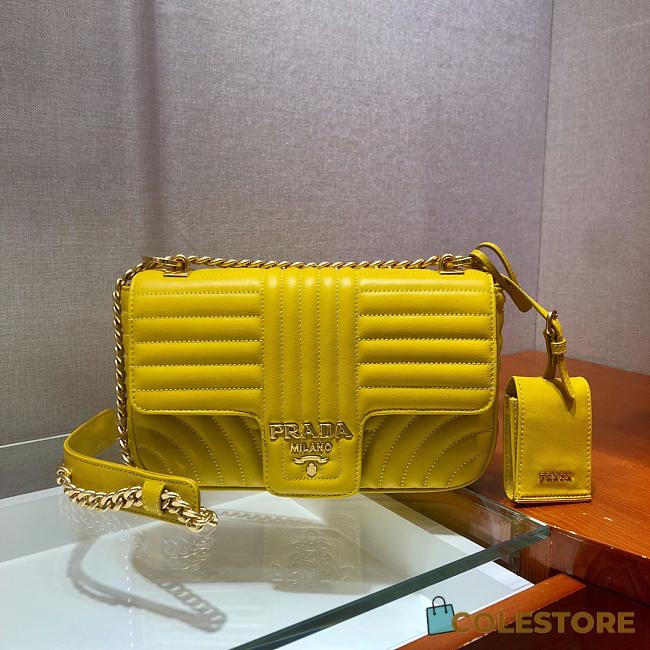 Prada Diagramme In Yellow Leather 1BD108 Size 24x14x6cm - 1