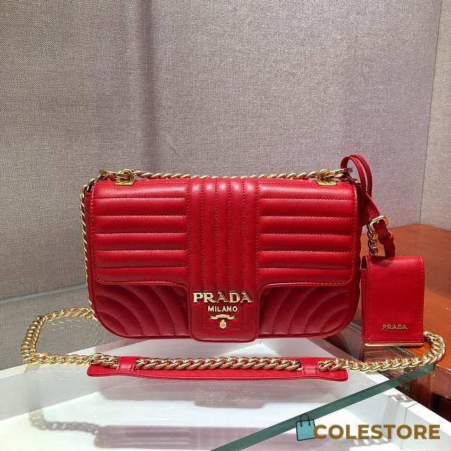 Prada Diagramme In Red Leather 1BD108 Size 24x14x6cm - 1