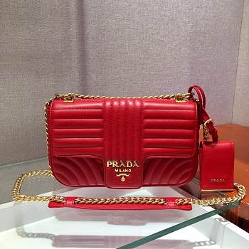 Prada Diagramme In Red Leather 1BD108 Size 24x14x6cm