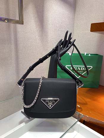 Prada Identity Shoulder Bag In Black Nylon 1BD263 Size 21x16x6.5cm