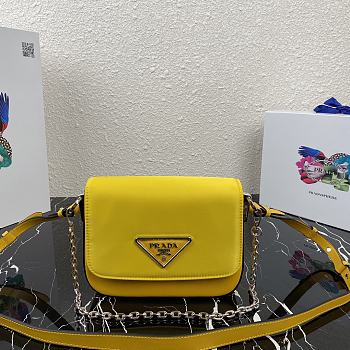 Prada Identity Shoulder Bag In Yellow Nylon 1BD263 Size 21x16x6.5cm