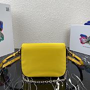 Prada Identity Shoulder Bag In Yellow Nylon 1BD263 Size 21x16x6.5cm - 6