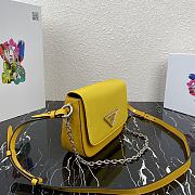 Prada Identity Shoulder Bag In Yellow Nylon 1BD263 Size 21x16x6.5cm - 3
