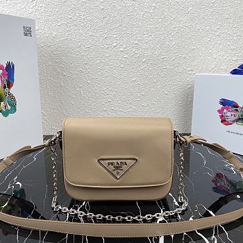 Prada Identity Shoulder Bag In Beige Nylon 1BD263 Size 21x16x6.5cm