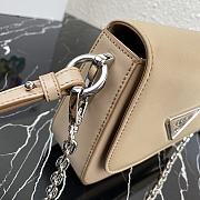 Prada Identity Shoulder Bag In Beige Nylon 1BD263 Size 21x16x6.5cm - 6