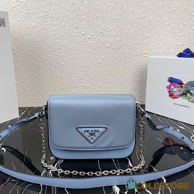Prada Identity Shoulder Bag In Blue Nylon 1BD263 Size 21x16x6.5cm - 1