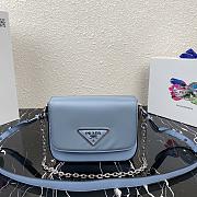 Prada Identity Shoulder Bag In Blue Nylon 1BD263 Size 21x16x6.5cm - 1