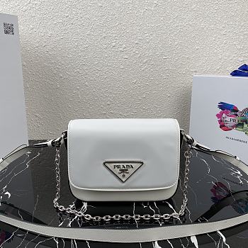 Prada Identity Shoulder Bag In White Nylon 1BD263 Size 21x16x6.5cm