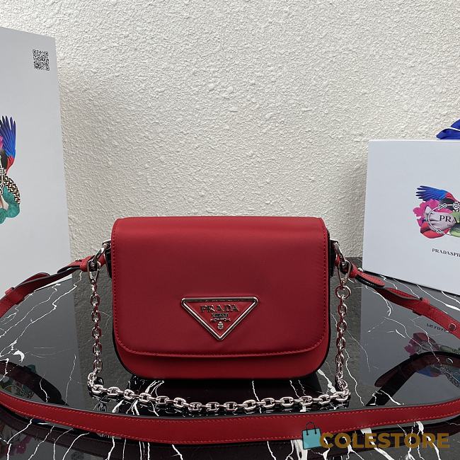 Prada Identity Shoulder Bag In Red Nylon 1BD263 Size 21x16x6.5cm - 1