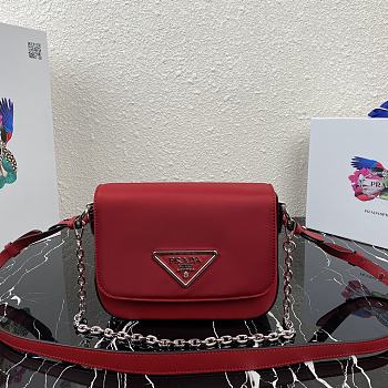 Prada Identity Shoulder Bag In Red Nylon 1BD263 Size 21x16x6.5cm