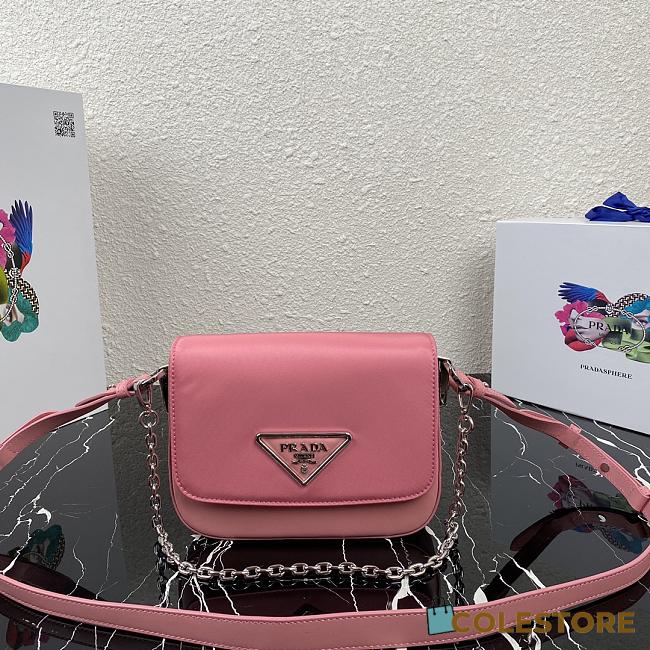 Prada Identity Shoulder Bag In Pink Nylon 1BD263 Size 21x16x6.5cm - 1