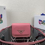 Prada Identity Shoulder Bag In Pink Nylon 1BD263 Size 21x16x6.5cm - 1
