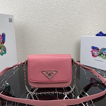 Prada Identity Shoulder Bag In Pink Nylon 1BD263 Size 21x16x6.5cm