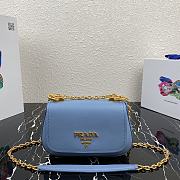 Prada Saffiano Leather Shoulder Bag In Blue 1BD275 Size 22x14x6.5cm - 1