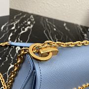 Prada Saffiano Leather Shoulder Bag In Blue 1BD275 Size 22x14x6.5cm - 3