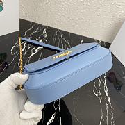 Prada Saffiano Leather Shoulder Bag In Blue 1BD275 Size 22x14x6.5cm - 2