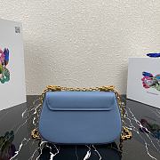 Prada Saffiano Leather Shoulder Bag In Blue 1BD275 Size 22x14x6.5cm - 5