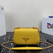 Prada Saffiano Leather Shoulder Bag In Yellow 1BD275 Size 22x14x6.5cm - 1