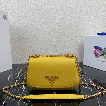 Prada Saffiano Leather Shoulder Bag In Yellow 1BD275 Size 22x14x6.5cm