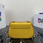 Prada Saffiano Leather Shoulder Bag In Yellow 1BD275 Size 22x14x6.5cm - 6