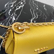 Prada Saffiano Leather Shoulder Bag In Yellow 1BD275 Size 22x14x6.5cm - 4